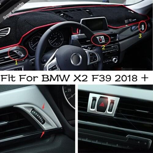 Lapetus Interior Accessories Fit For BMW X2 F39 2018 - 2021 Front Air Condition AC Outlet Vent / Warning Light Cover Trim 3PCS