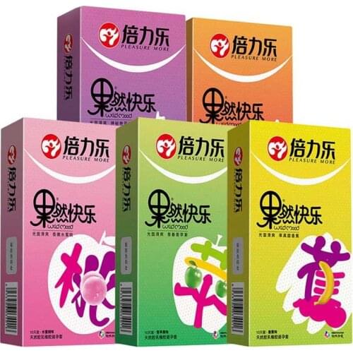 Beilile 10Pcs Fruit Flavor Condoms For Men Strawberry Blueberry Taste Penis Sleeves Sex Set Ultra Thin Condom For Adult Sex Shop