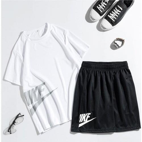 Quick-drying shorts T-shirt sports suit 2-piece set of simple running clothes mens clothing loose large size casual sportswear