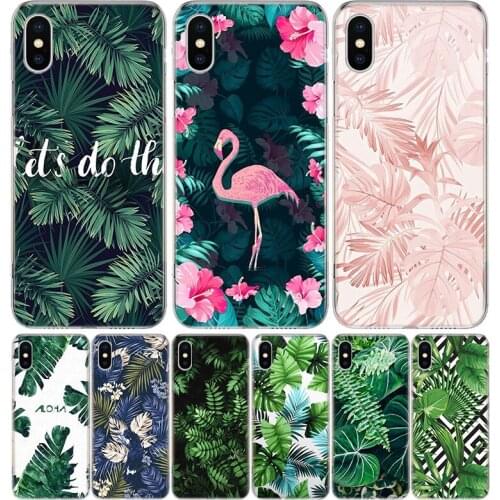 Tropical Plant Green Leaf Flower Cover Phone Case For Iphone 11 12 Mini Pro 7 6 X 8 6S Plus XS MAX + XR 5S SE 10 9 Art TPU Coque