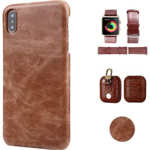 Real leather Scrub holder Bracket Case for iPhone XR Xs Max 11 Pro Max 7 8 plus Ckhb-BS4 AirPods Watch strap back Cover Case