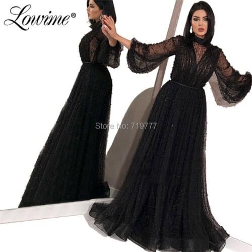 Black Pink Arabic Turkish Dubai Prom Dresses Saudi Arabia Formal Muslim Evening Dress Beaded Aibye Party Gowns Robe De Soiree