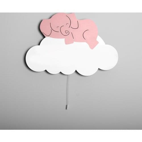 Elephant the Pink Cloud Wooden Design Lighting Decorative Modern Bedroom Wall Lamps Led Light Night Light 2021 Model 009