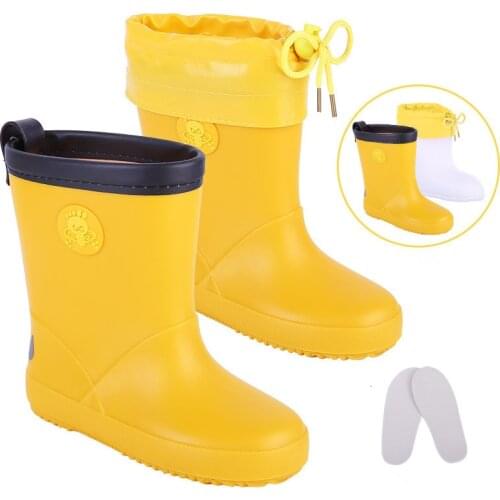 Kids Rain Boots Girls Boys children Warm Rainboots Reflective Night Safety Waterproof Non-slip Overshoes Water Rubber Shoes