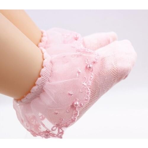 Baby girl floral sock kids girl socks toddler Ruffled Lace Princess flower pearl sock Newborn Glitter Mesh Ankle Short socks