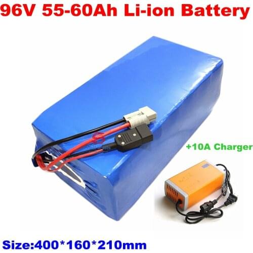 Brand cells 96v 60Ah battery 50Ah lithium battery 18650 li ion for bike 100A BMS motor tricycle scooter + 109.2v 10A charger