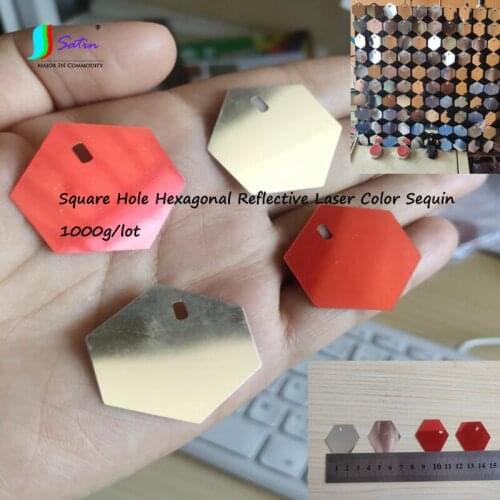 1000g Square Hole Hexagonal Holographic Laser Gold Silver Red Sequin DIY Party Stage Background Wall Billboard Decorative Sequin