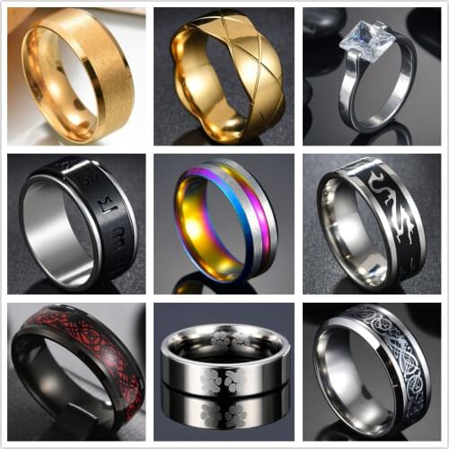 Mens Stainless Steel Anti Allergy Ring Hotsale Hip Hop Men Rings for Women Men Kids Boys Jewelry Party Gift Anillos