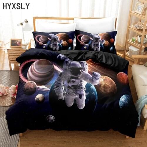 Planet Outer Space Bedding Set Cartoon Universe Astronaut Duvet Cover Bed Linen King Queen Single Double Bedclothes Dropshipping