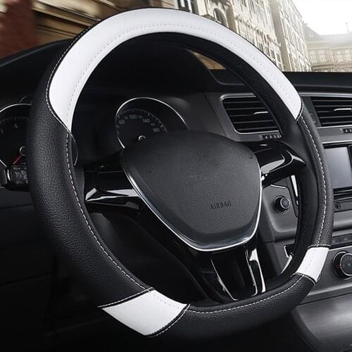 QFHETJIE Leather Touch Car Steering Wheel Cover Four Seasons Universal Wear-resistant Non-slip Fashion Accessories