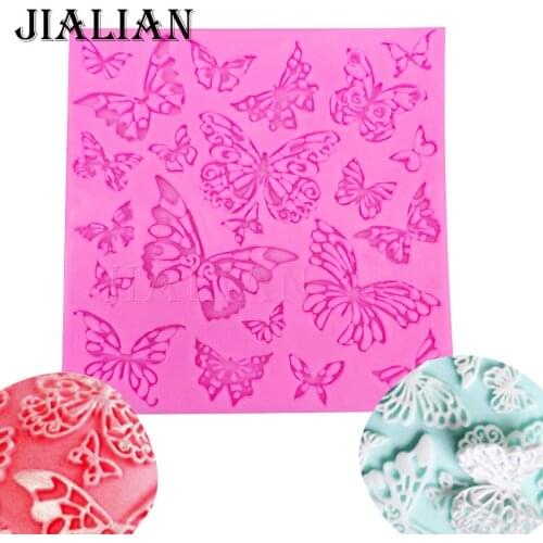 Beautiful butterfly Hollow Lace chocolate wedding cake decorating tools DIY baking fondant molde de silicone mold T0335
