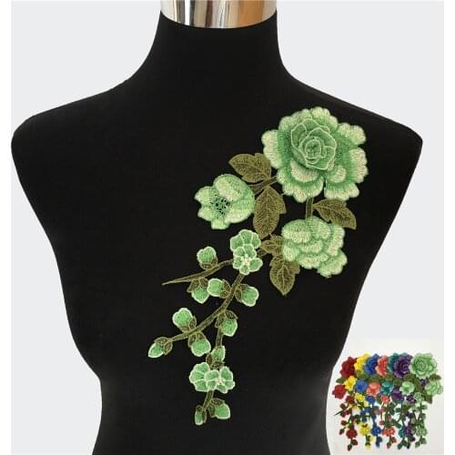 High quality Lace fabric 3D rose flower Embroidery Sewing Laces collar Polyester DIY Hollow out Craft materials Dress Accessory