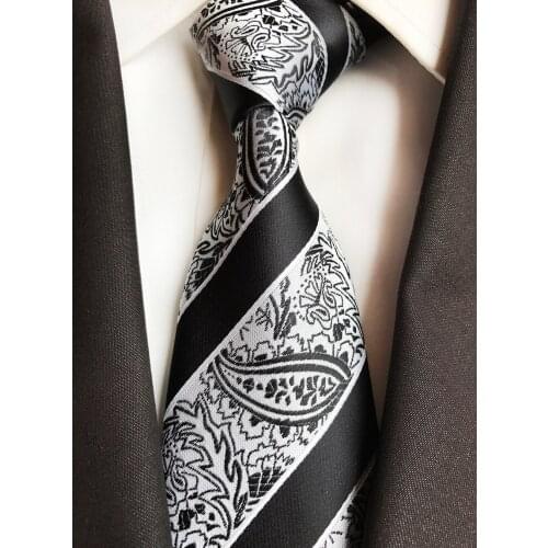 8cm Mens Formal Occasion Tie Fashion Wedding Party Necktie Stripe with Paisley Pattern