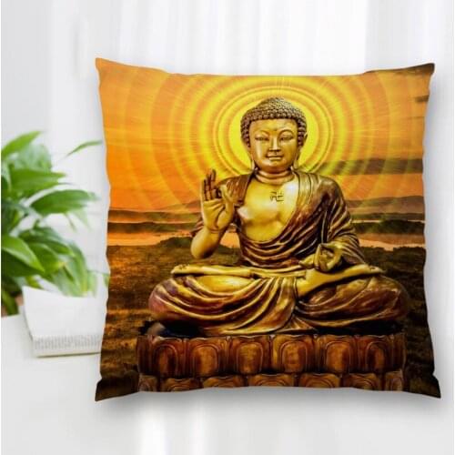 Custom Religion Buddha Pillow Case Polyester Decorative Pillowcases Zipper Pillow Case Pillowcase Cover Square 40x40cm