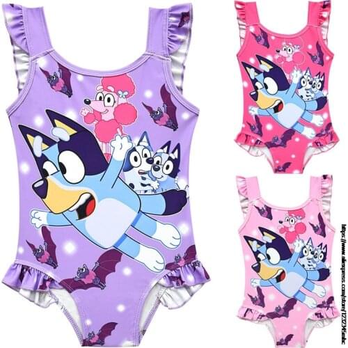 Bingo bluey New One Piece Girls Swimsuit Toddler Kids Baby Girls Print One-Piece Childrens Swimwear Swimsuit Beachwear