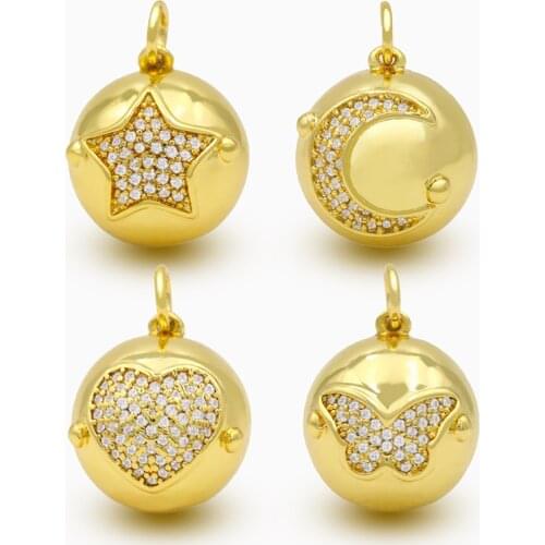 OCESRIO DIY Gold Star Pendant White Stone Moon Ball Necklace Pendant Supplies For Handmade Jewelry Making Accessories pdta158