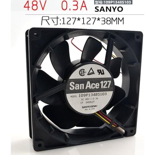 Original 109P1348S103 48V 0.3A 12038 12.7CM three-wire cooling fan 127x127x127x38mm
