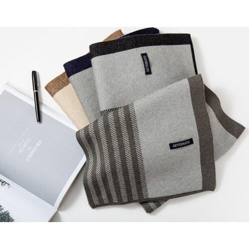 Autumn and winter2020new middle-aged and elderly pure color wool scarf for men and women high-end customized wool scarf gift box
