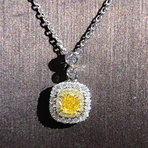 Huitan Bright Yellow Cubic Zirconia Necklace Lady Gorgeous Wedding Engagement Jewelry Fashion Accessories for Women High Quality