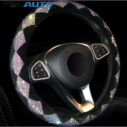 Luxury Crystal Colorful Rhinestone Car Steering Wheel Covers Diamante Rhinestone Car Covered Steering-Wheel Plush Accessories