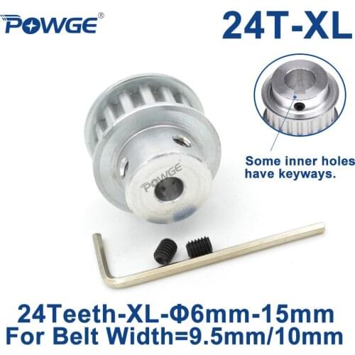 POWGE Trapezoid 24 Teeth XL Timing pulley Bore 6/6.35/8/10/12/14/15 mm for width 10mm XL Synchronous Belt GEAR Wheel 24teeth 24T