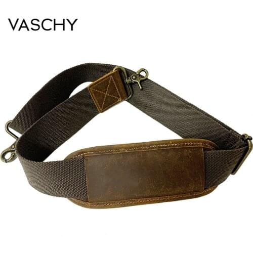 VASCHY Padded Shoulder Strap Replacement Quality Genuine Cowhide Leather Adjustable Straps for Messenger, Laptop, Travel Bag