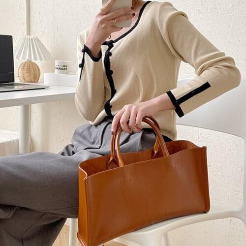 Vintage Brown Shoulder Bag Totes High Quality PU Leather Bags Women Casual Stylish Handbag Female Office