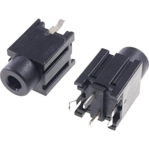 Phone Jack 3.5mm 1/8" 4 contact 3 conductor Tip Ring Sleeve stereo audio socket through hole vertical PCB with switch