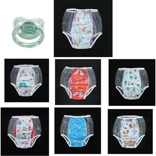 8pcs ddlg adult panties diapers 7pvc bebe reusable diaper pant Give 1 pacifier onesize Baby diapers abdl daddy Womens panties