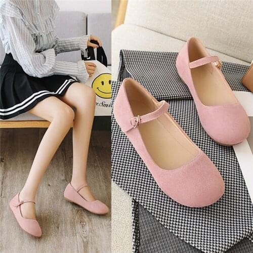 Flat Shoes Women Mary Jane Ladies Shoes Flats Fall Buckle School Shoes Ballerina Flats Footwear Black Pink Big Size 9 10 33 43