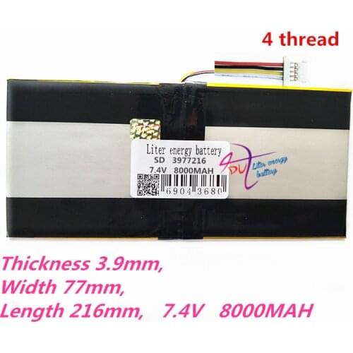 4 thread Liter energy battery 3977216 7.4V 8000MAH 3977108*2 Universal Li-ion battery for tablet pc 8 inch 9 inch 10 inch 11 inc