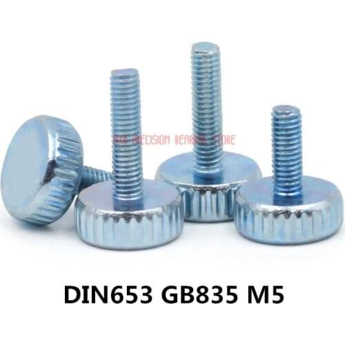 10Pcs DIN653 GB835 M5*(8/10/12/16/20/25/30/35/40)mm Knurling Flat Head Knurled Thumb Screw Hand Tighten Computer Screws