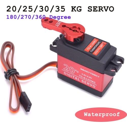 20/25/30KG 25T Coreless Waterproof Metal Gear Digital Servo For RC Models 180/270 Degree Aluminium Meta For RC Car Crawl