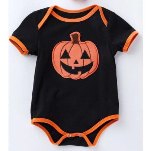 High Guality Boys Girls Cotton Bodysuits & One-Pieces Black Pumpkin Print Overalls Clothing for Newborn Baby Halloween Gifts