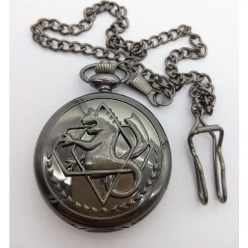 High Quality Full Metal Alchemist Dull Polish Pocket Watch Mens Quartz Watch PO689