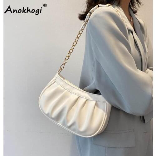 Niche Design Women Fashion Pleated Shoulder Bag Chain Sling bag Casual Underarm Bag ML88