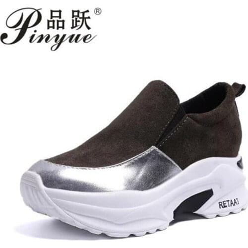 Spring Women Casual Leather Flats Wedge Women Platform Sneakers Cutouts Slip On Flats Moccasins Shoes Woman Dropship