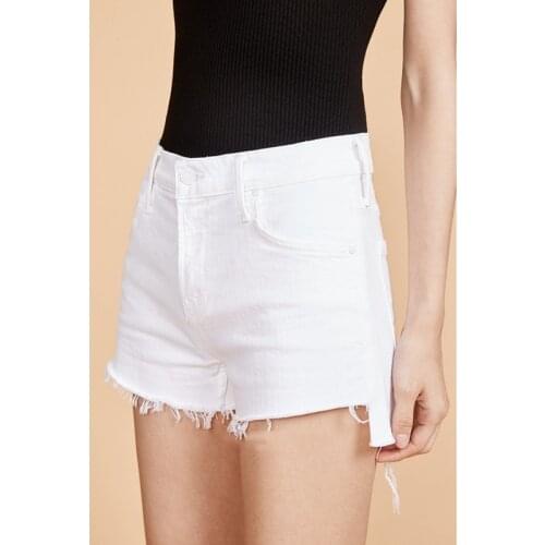 2021 Summer Womens Shorts Irregular Frayed Cotton High Waist Denim Short Pants Zipper Loose Casual Female Jeans Shorts