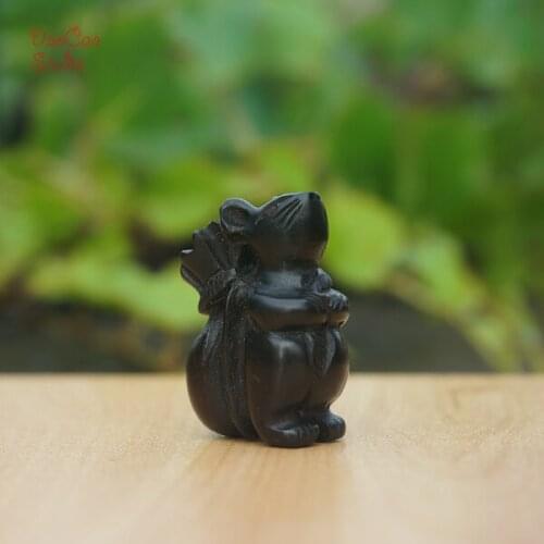 1* Natural Black Wood Bead Carved Mouse Back Bag Tiny Charms Pendant Mala Beads Japa Bracelet Jewellry Findings DIY Accessories