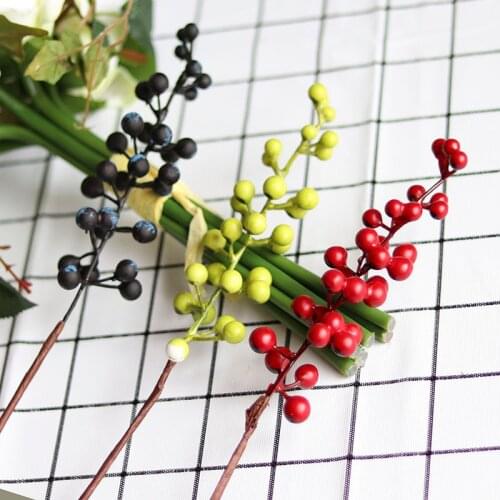 6pcs Artificial Berry Fake red berries cherry 4 Colors DIY Artificial flowers bouquet home wedding Christmas Decoration