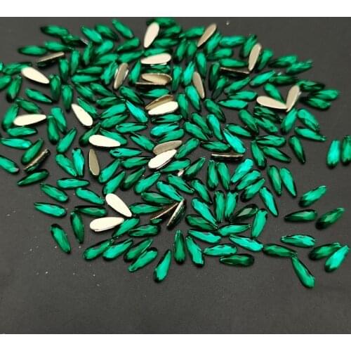 720pcs/Bag Dark Green Mix Shapes Crystal Nail Rhinestones Shinny Glass Muliti Shapes Stones Flat BackGem For 3D Nails Decoration