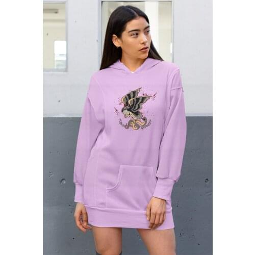 Angemiel Wear Serpent Attacking Eagle Pink Dress Sweatshirt Tunik