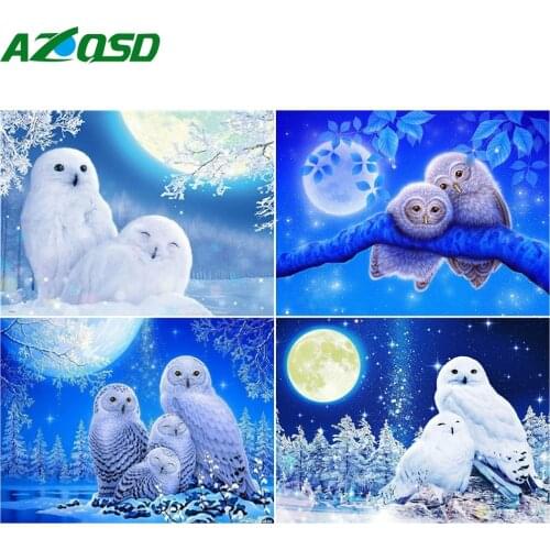 AZQSD 5d Diamond Painting Owl Full Drill Square Winter Home Decoration Diamond Embroidery Animals Mosaic Handmade Gift