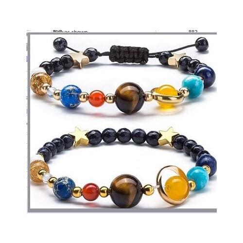 7 chakras nine planets lave stone bracelet Milky Way Guardian star natural stone bracelet yoga 100pcs/lot