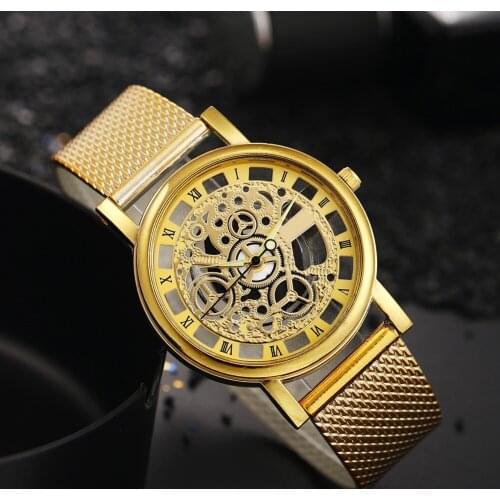 Classic Luxury Fashion Men Quartz Watch Top Brand Gold Stainless Steel Belt Wristwatch Bracelet Watches Clock Reloj Hombre