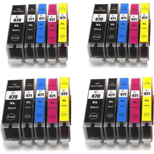 UP 20pcs/4sets PGI-470 CLI471 ink cartridges compatible for Canon MG5740 MG6840 MG7740 PIXMA TS5040 TS6040 TS8040 TS9040 pgi470