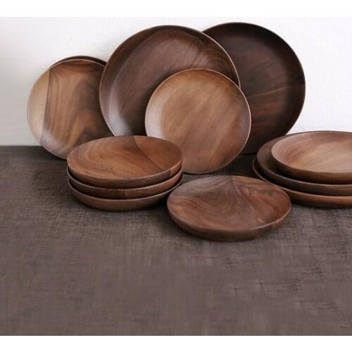 Black Walnut Plate Disc Log Wooden Tableware Fruit Plate Dinner Plate Snack Plate Plate Sushi Plate Home Kitchen Utensils
