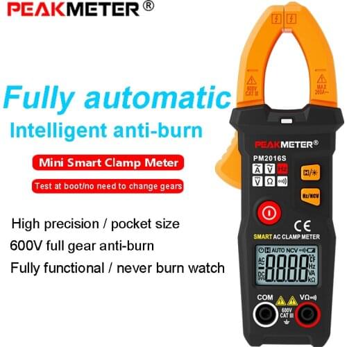 Digital Clamp Meter AC Current Pliers Ammeter Resistance Frequency Tester Amperimetric Smart Multimeter with Data Hold PEAKMETER