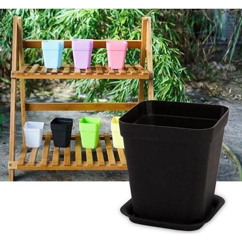 10pcs Flower Pot with Bottom Support Square Plastic Planter Nursery Garden Desk Home Decor Candy Color