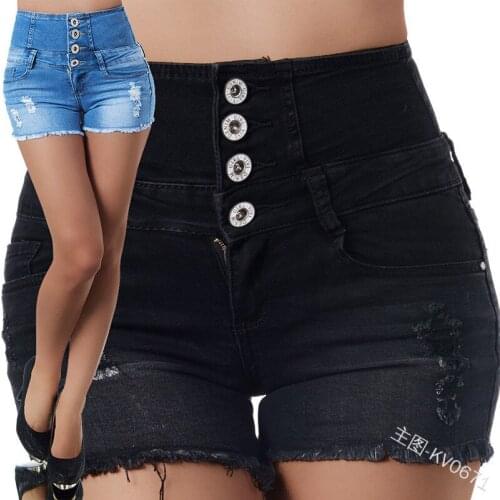 Women High Waist Ripped Denim Shorts Jeans Women Short 2020 Summer Femme Stretchable Skinny Slim Denim Hot Shorts Plus Size 3XL